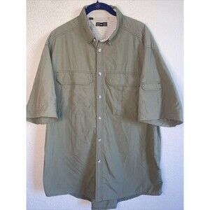 REI Outdoor Fishing Hiking Button Down Shirt UPF40 gorp men L green